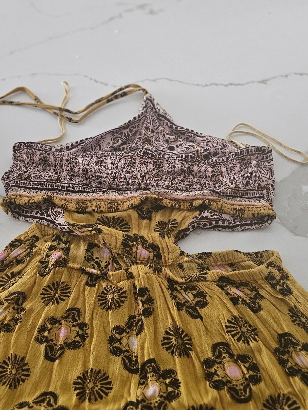 Free People Yellow and Brown Geometric Jumpsuit - Picture 9 of 10